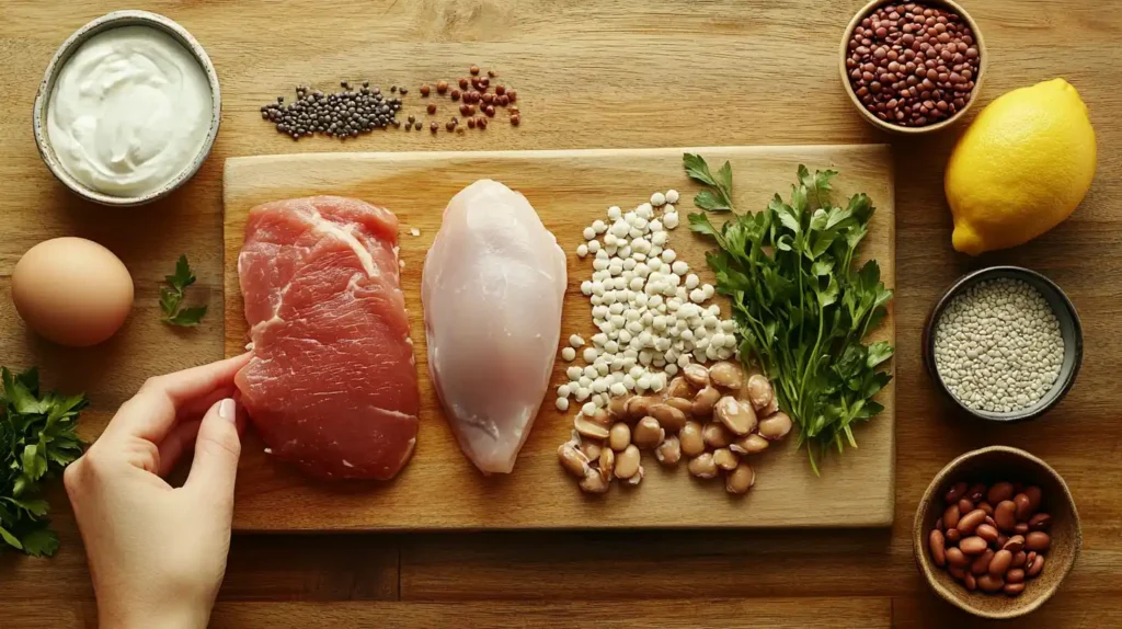 Ingredients for making High Protein Slow Cooker Recipes.