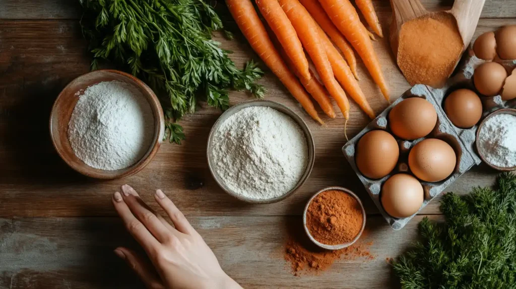 Ingredients for making Brazilian carrot cake.