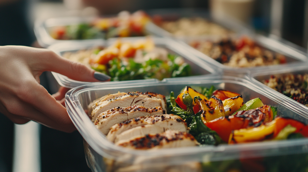 High protein meal-prep containers ready for storage.